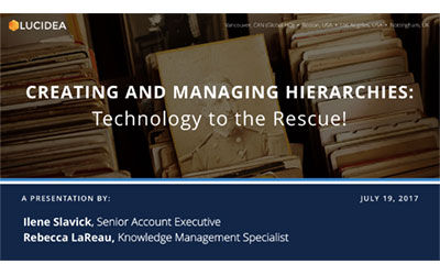 Creating and Managing Hierarchies. Technology to the Rescue! (July 19)