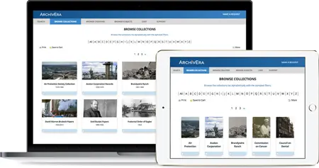 Archivera interface in desktop and tablet