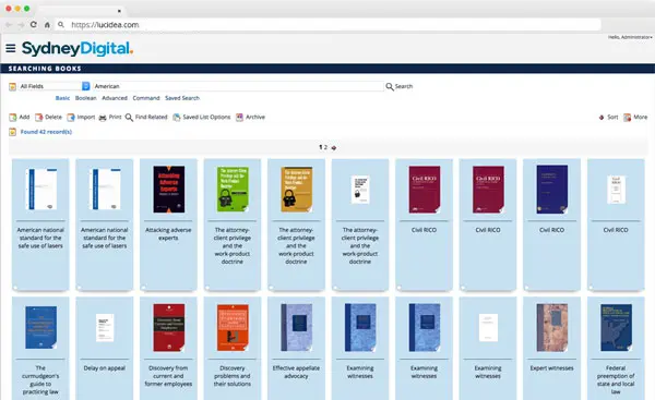An image of SydneyDigital showing book covers as a result of searching the collection
