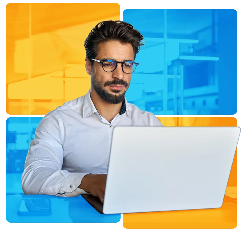 Concept image of a man using a laptop to represent GeniePlus' ability to connect people with the content they need