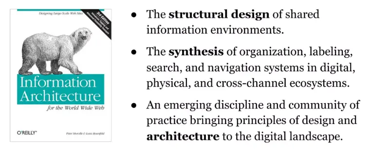 An excerpt from Information Architecture: "The structural design of share information environments."