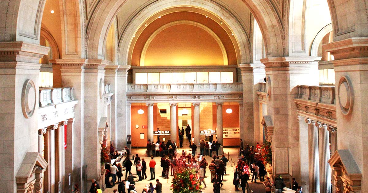 A bright museum atrium.